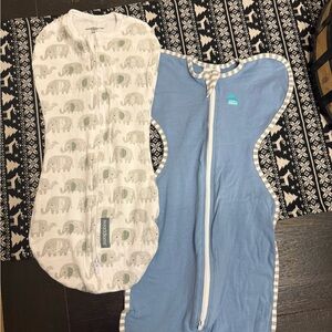 Elephant Print and Blue Sleep Sacks